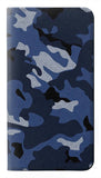 LG Stylo 6 PU Leather Flip Case Navy Blue Camouflage