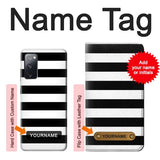 Samsung Galaxy S20 FE Hard Case Black and White Striped with custom name