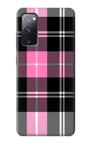Samsung Galaxy S20 FE Hard Case Pink Plaid Pattern