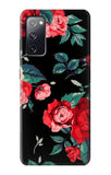 Samsung Galaxy S20 FE Hard Case Rose Floral Pattern Black