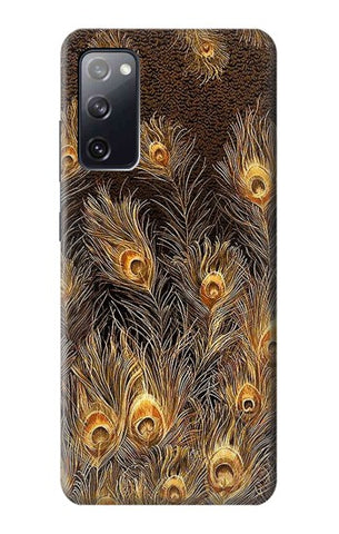 Samsung Galaxy S20 FE Hard Case Gold Peacock Feather