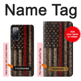 Samsung Galaxy S20 FE Hard Case Fire Fighter Metal Red Line Flag Graphic with custom name