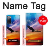 Samsung Galaxy S20 FE Hard Case Bald Eagle Flying Colorful Sky with custom name