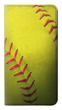 Apple iPhone 14 PU Leather Flip Case Yellow Softball Ball
