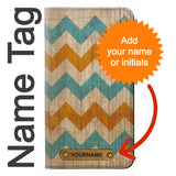 Apple iiPhone 14 Pro PU Leather Flip Case Vintage Wood Chevron with leather tag