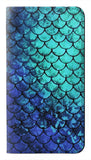 Samsung Galaxy A22 5G PU Leather Flip Case Green Mermaid Fish Scale