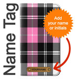 Samsung Galaxy Flip4 PU Leather Flip Case Pink Plaid Pattern with leather tag