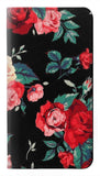Samsung Galaxy A52, A52 5G PU Leather Flip Case Rose Floral Pattern Black