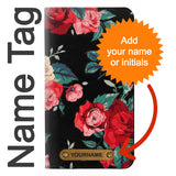 Samsung Galaxy A52, A52 5G PU Leather Flip Case Rose Floral Pattern Black with leather tag