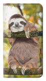 Google Pixel 5A 5G PU Leather Flip Case Cute Baby Sloth Paint
