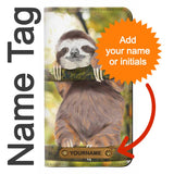 Samsung Galaxy Flip3 5G PU Leather Flip Case Cute Baby Sloth Paint with leather tag