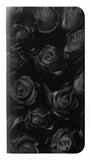 Samsung Galaxy A22 5G PU Leather Flip Case Black Roses