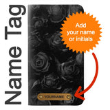 Apple iiPhone 14 Pro PU Leather Flip Case Black Roses with leather tag