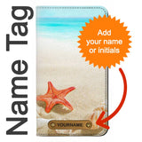 Samsung Galaxy A22 5G PU Leather Flip Case Sea Shells Starfish Beach with leather tag