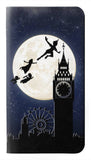 Motorola Edge PU Leather Flip Case Peter Pan Fly Fullmoon Night