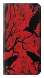 Samsung Galaxy A12 PU Leather Flip Case Crow Black Tree