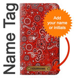  Moto G8 Power PU Leather Flip Case Red Bandana with leather tag