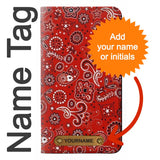iPhone 13 Pro Max PU Leather Flip Case Red Bandana with leather tag