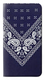 LG G8 ThinQ PU Leather Flip Case Navy Blue Bandana Pattern