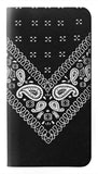 Google Pixel 6 Pro PU Leather Flip Case Bandana Black Pattern