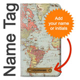 Samsung Galaxy A52, A52 5G PU Leather Flip Case Vintage World Map with leather tag