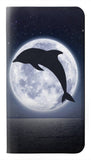 Samsung Galaxy A13 4G PU Leather Flip Case Dolphin Moon Night