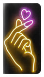 LG G8 ThinQ PU Leather Flip Case Cute Mini Heart Neon Graphic