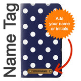 Google Pixel 4a PU Leather Flip Case Blue Polka Dot with leather tag