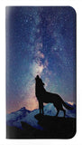 Motorola Moto G50 PU Leather Flip Case Wolf Howling Million Star