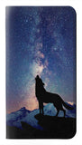 Samsung Galaxy A52, A52 5G PU Leather Flip Case Wolf Howling Million Star