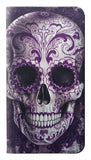 Google Pixel 6 PU Leather Flip Case Purple Sugar Skull