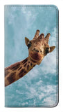 Samsung Galaxy A22 5G PU Leather Flip Case Cute Smile Giraffe