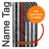 OnePlus 9 Pro PU Leather Flip Case Firefighter Thin Red Line American Flag with leather tag
