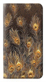 Samsung Galaxy A12 PU Leather Flip Case Gold Peacock Feather