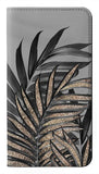 iPhone 13 Pro PU Leather Flip Case Gray Black Palm Leaves