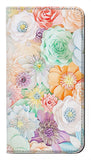 Apple iPhone 14 Pro Max PU Leather Flip Case Pastel Floral Flower