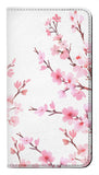 Apple iPhone 14 PU Leather Flip Case Pink Cherry Blossom Spring Flower