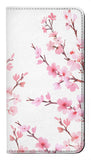Apple iPhone 14 Pro Max PU Leather Flip Case Pink Cherry Blossom Spring Flower