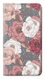 LG Stylo 5 PU Leather Flip Case Rose Floral Pattern