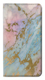 iPhone 13 Pro PU Leather Flip Case Rose Gold Blue Pastel Marble Graphic Printed