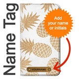 Samsung Galaxy A52, A52 5G PU Leather Flip Case Seamless Pineapple with leather tag