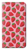 Samsung Galaxy A22 5G PU Leather Flip Case Strawberry Pattern