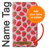 iPhone 12 Pro, 12 PU Leather Flip Case Strawberry Pattern with leather tag