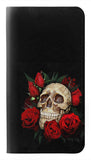 Google Pixel 6 Pro PU Leather Flip Case Dark Gothic Goth Skull Roses