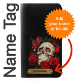 Google Pixel 6 PU Leather Flip Case Dark Gothic Goth Skull Roses with leather tag