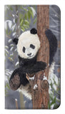 LG Stylo 6 PU Leather Flip Case Cute Baby Panda Snow Painting