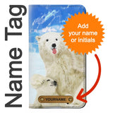 iPhone 12 Pro, 12 PU Leather Flip Case Arctic Polar Bear in Love with Seal Paint with leather tag