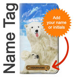 Apple iPhone 14 PU Leather Flip Case Arctic Polar Bear in Love with Seal Paint with leather tag