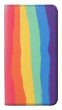 Samsung Galaxy J7 (2018), J7 Aero, J7 Top, J7 Aura, J7 Crown, J7 Refine, J7 Eon, J7 V 2nd Gen, J7 Star PU Leather Flip Case Cute Vertical Watercolor Rainbow