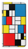 Samsung Galaxy J7 (2018), J7 Aero, J7 Top, J7 Aura, J7 Crown, J7 Refine, J7 Eon, J7 V 2nd Gen, J7 Star PU Leather Flip Case Piet Mondrian Line Art Composition